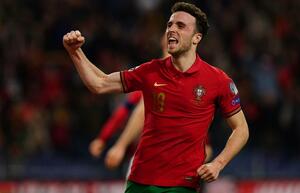 2022年3月、W杯カタール大会欧州予選プレーオフのトルコ戦で得点したディオゴ・ジョタさん=ポルト(ゲッティ=共同)