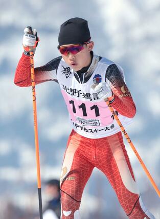 男子５キロフリー　１９位の田中瑛翔（新井）＝長野県野沢温泉村