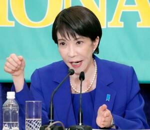 衆院選公示を前にした討論会で発言する自民党総裁の高市首相=26日午後、東京・内幸町の日本記者クラブ