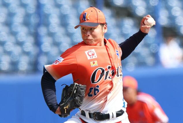 イースタン　オイシックス－巨人　オイシックスの先発目黒宏也＝ハードオフ・エコスタジアム