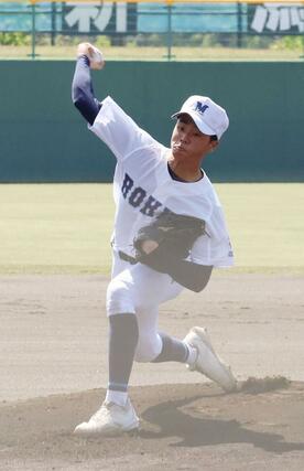 六日町－上越総合技術　六日町の先発・岡﨑來＝柏崎市佐藤池球場