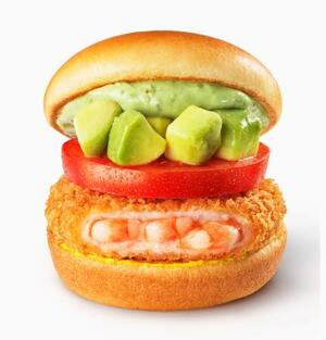 　モスフードサービスの「アボカド海老カツバーガー～国産バジルマヨ～」