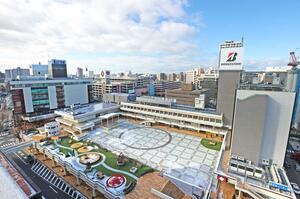 百貨店など商業施設が集まる万代シテイ=新潟市中央区