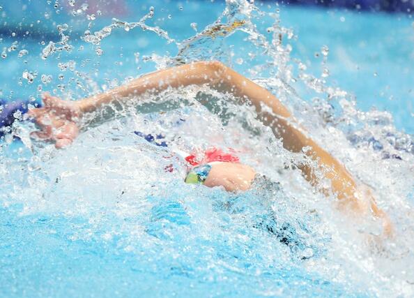 少年女子Ａ　５０メートル自由形決勝　７位入賞した山田妃夏（中越）＝９月１６日、佐賀市日の出２、ＳＡＧＡアクア