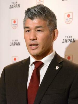JOCのコーチ会議後、取材に応じる井上康生選手強化本部長=20日、東京都内