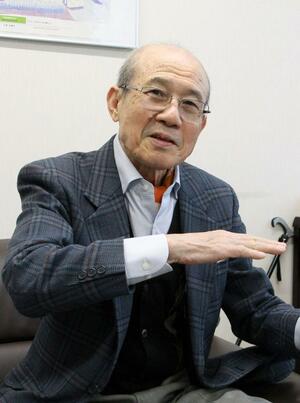 コメ政策を語る元農林水産事務次官の渡辺好明氏=東京都千代田区の全国農地保有合理化協会