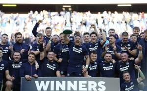 　ラグビーの欧州６カ国対抗で、フランスを５０―４０で破ったスコットランド＝７日、エディンバラ（ロイター＝共同）