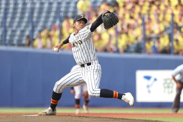 帝京長岡－新潟産大付　帝京長岡の先発茨木佑太＝エコスタ