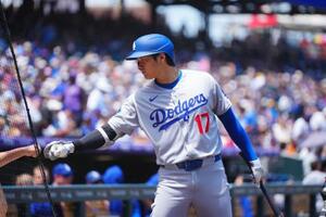 26日、ロッキーズ戦に出場したドジャースの大谷翔平=デンバー(イマジンイメージズ・ロイター=共同)