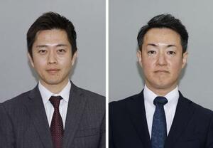 　大阪府の吉村洋文知事（左）と、大阪市の横山英幸市長