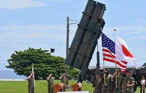 米軍キャンプ・コートニーで開かれた、大規模実動訓練「レゾリュート・ドラゴン」の開始式=11日午後、沖縄県うるま市