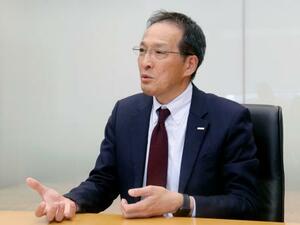 インタビューに応じるNTTドコモビジネスの小島克重社長