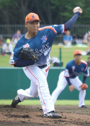 5回2失点と粘投した先発目黒宏也=2024年6月29日、千葉県柏市