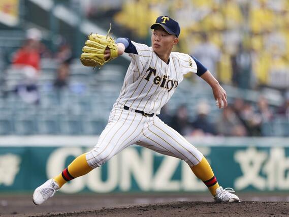帝京長岡先発の工藤壱朗＝２３日、阪神甲子園球場