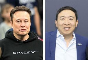 イーロン・マスク氏、アンドルー・ヤン氏(ともにゲッティ=共同)