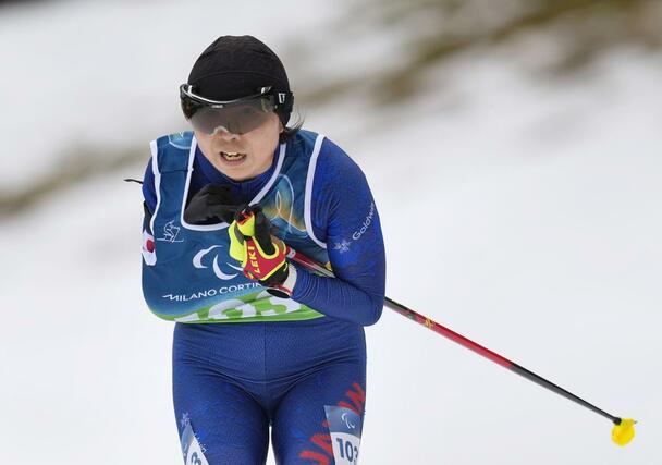女子２０キロ立位　滑走する出来島桃子＝テーゼロ（共同）