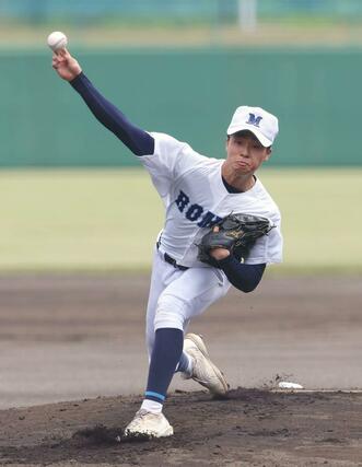 六日町先発の岡﨑來＝柏崎市佐藤池球場