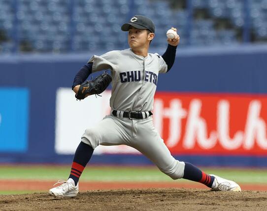 中越－富山第一　中越の先発・遠藤快斗＝エコスタ