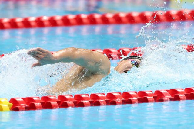 男子１５００ｍ自由形決勝　日本新記録で優勝した田渕海斗＝東京アクアティクスセンター