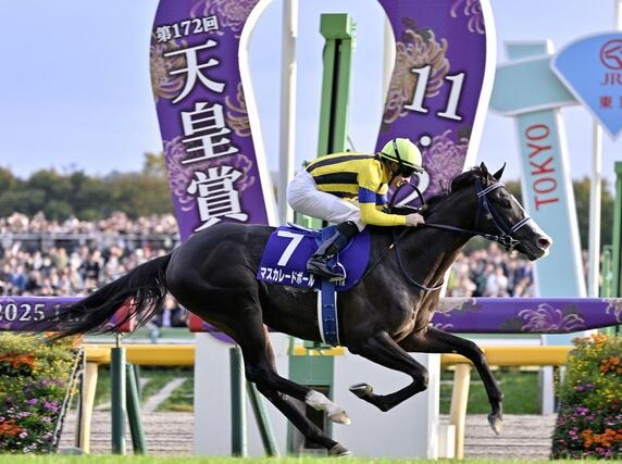 第１７２回天皇賞・秋を制したクリストフ・ルメール騎乗のマスカレードボール＝東京競馬場