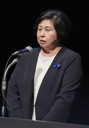 拉致問題の早期解決を訴える曽我ひとみさん=15日、新潟市中央区