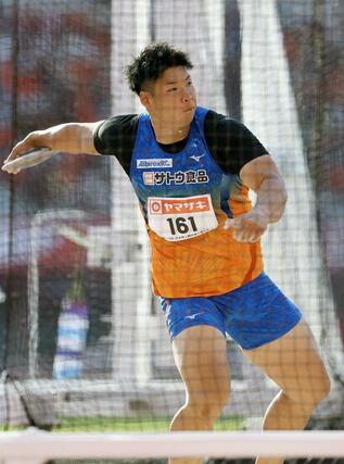 男子円盤投げで4位に入った北原博企=パロマ瑞穂スタジアム