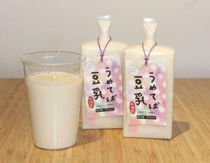 大豆の香ばしさとほのかな甘みが引き立つ「うめてば豆乳」