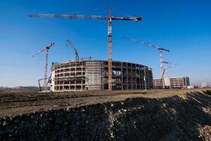 1月、建設中のミラノ・コルティナ冬季五輪のホッケー会場(AP=共同)