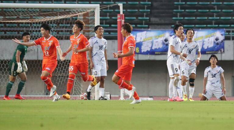 JSC-山口 前半13分、相手に先制を許すJSC=みらスタ