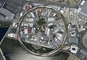 万博会場の大屋根リング=大阪市此花区の夢洲