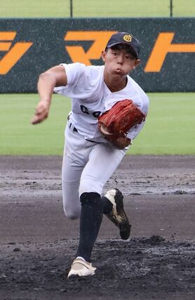 新発田－五泉　先発した五泉の長谷川太洋＝三条市パールスタ