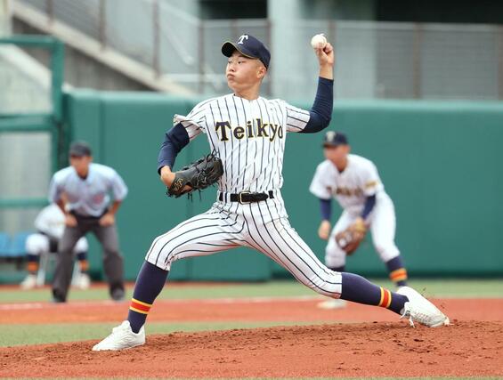 上田西－帝京長岡　帝京長岡先発の工藤壱朗＝富山市民球場