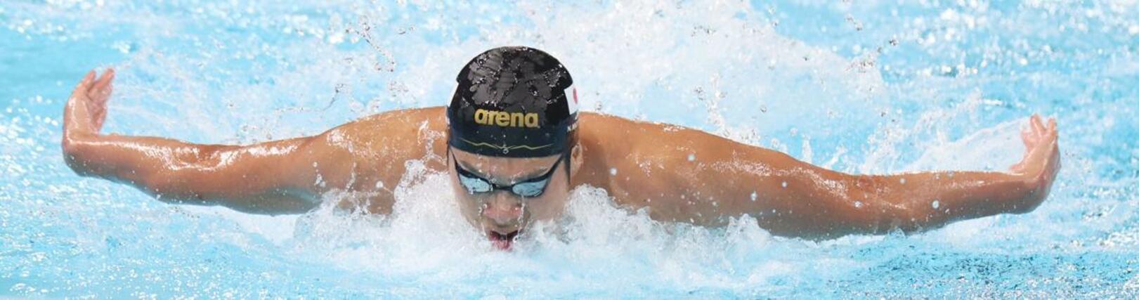 男子１００メートルバタフライ決勝　８位だった水沼尚輝＝８月３日、パリ郊外（本社写真映像部・新井田悠）