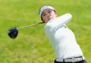 調整する山下美夢有。メジャー2勝目を目指す=リビエラCC(共同)