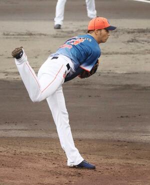 先発し、5回5失点だった薮田和樹=読売ジャイアンツ球場