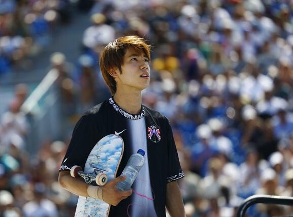 男子ストリート予選　演技を終えた堀米雄斗＝パリ（共同）