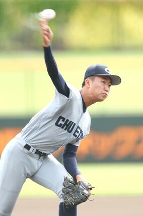 新発田中央－中越　中越先発の丸山隼叶＝三条パール金属スタジアム