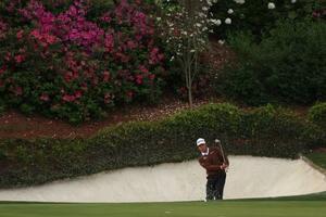 練習ラウンドを行う松山英樹=7日(ゲッティ=共同)