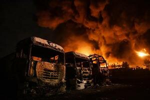 ３月８日、イラン首都テヘランで、米イスラエルの攻撃後に炎上する石油貯蔵施設（ゲッティ＝共同）