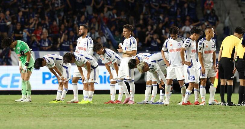 先制するも逆転負けを喫した新潟＝パナソニックスタジアム吹田