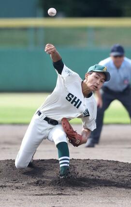 新発田農－新潟商　新発田農の先発日下部暖斗＝新発田市五十公野