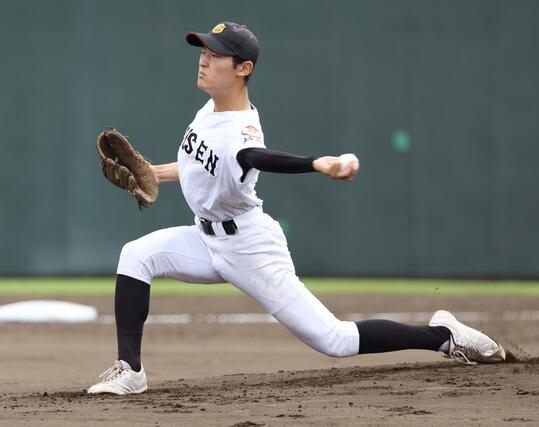 五泉－帝京長岡　五泉の先発・横山慶 ＝三条パール金属スタジアム