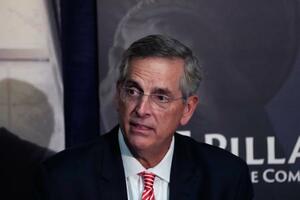米南部ジョージア州のラフェンスパーガー州務長官=2024年9月、米中西部ミシガン州(AP=共同)