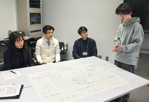 地元企業を取材した新潟工科大学の学生が、学習の成果を発表した取り組み=柏崎市藤橋