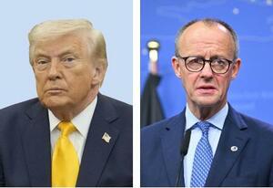 トランプ米大統領、ドイツのメルツ首相(ゲッティ=共同)