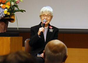 祈り会で語る横田早紀江さん=11月7日、東京都千代田区