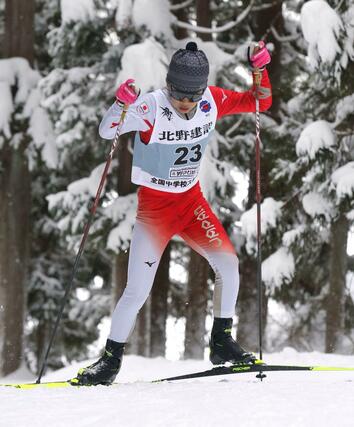複合男子 後半距離で逆転優勝した竹田葵(妙高高原)=2025年2月6日、長野県