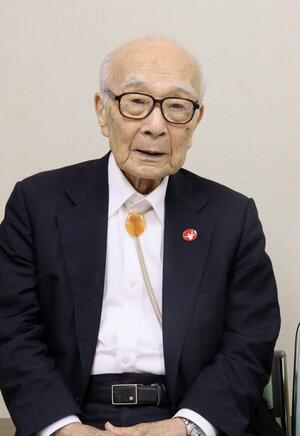 核廃絶への願いなどを語る田中熙巳さん＝新潟市中央区