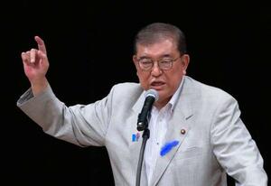 参院選候補の応援演説で、支持を訴える自民党総裁の石破首相=9日午後、長崎県諫早市
