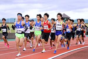 25チームが出場した県駅伝交流42.195キロ対抗戦=長岡市
